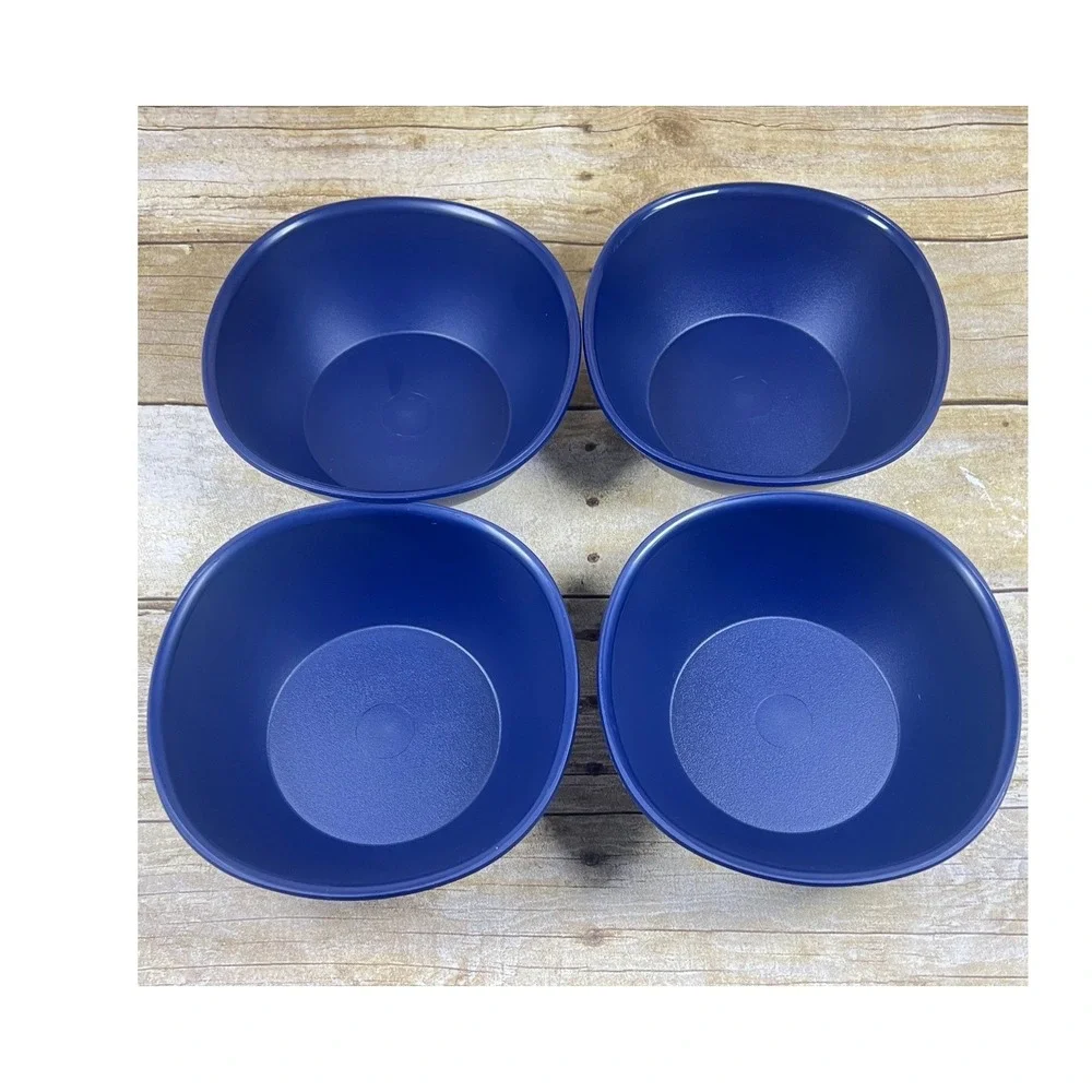 Tupperware Legacy Pinch Cereal Salad Bowls 700ml / 3 Cup Set of 4 Dark Blue